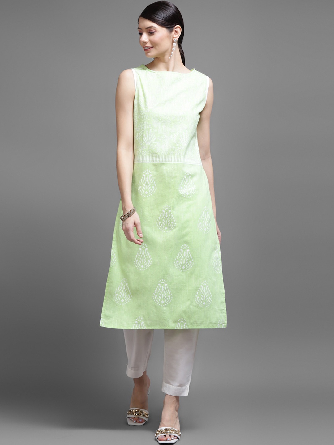 

KALINI Women Green Ethnic Motifs Printed Kurta