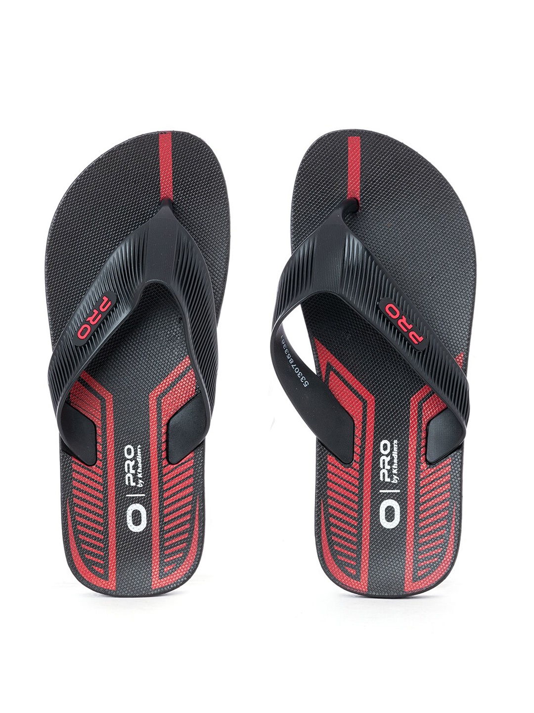 

Khadims Men Black & Red Printed Rubber Thong Flip-Flops