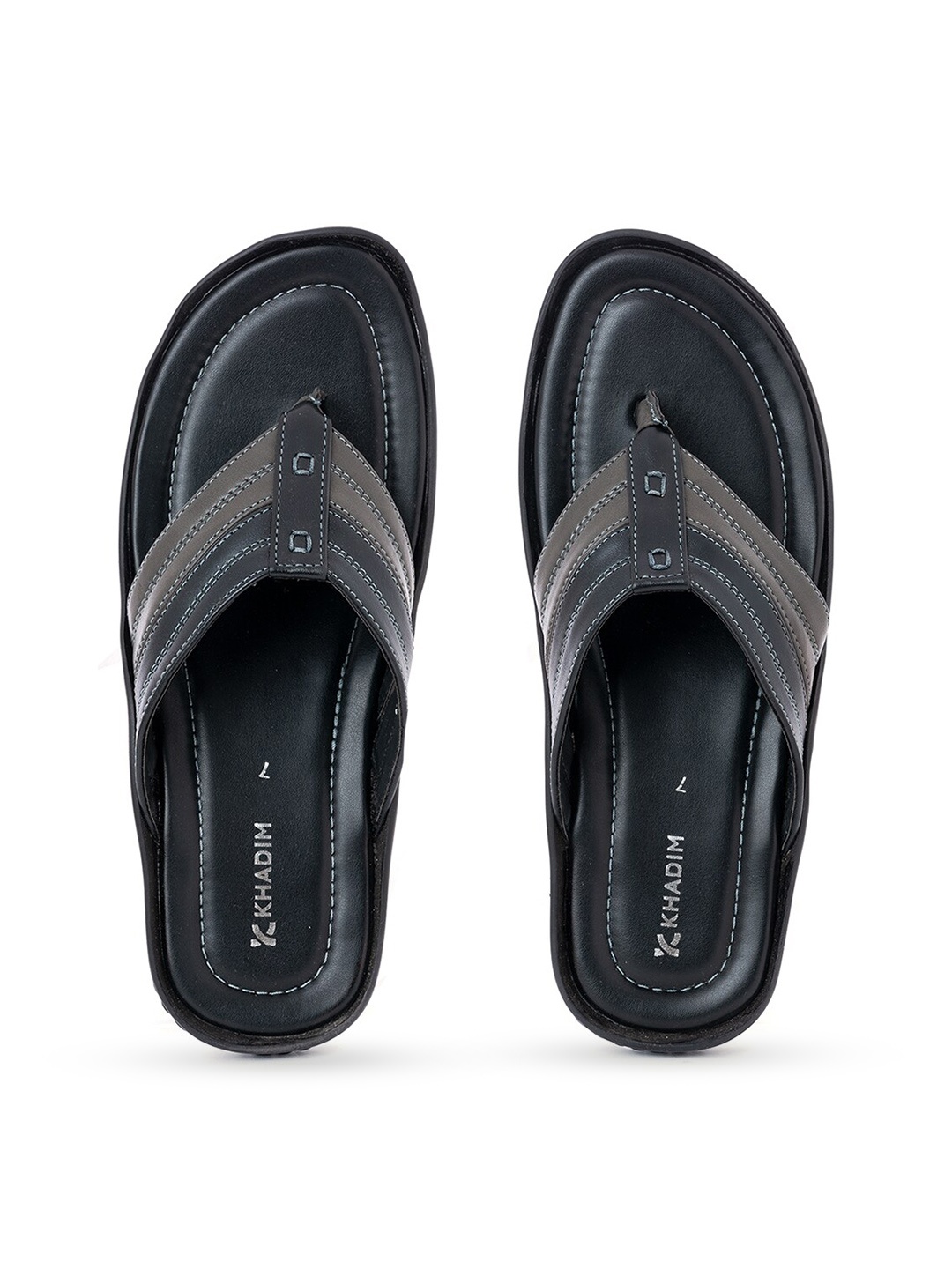 

Khadims Men Black & Grey Thong Flip-Flops