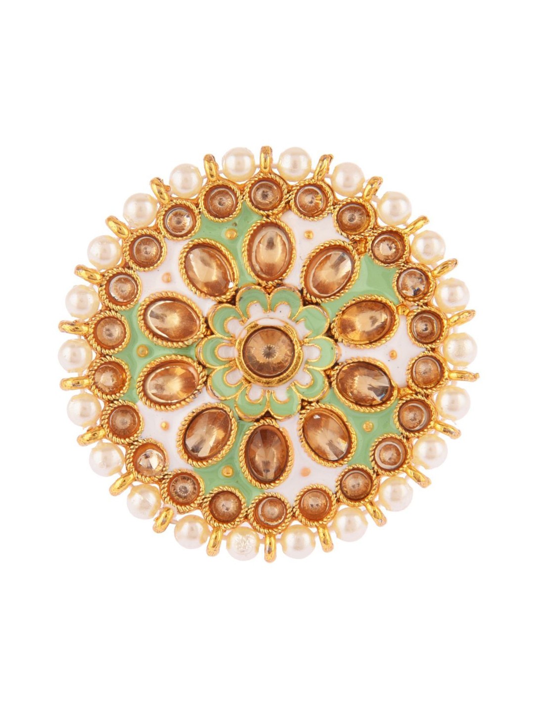 

Efulgenz Women Green Traditional Crystal Adjustable Ring