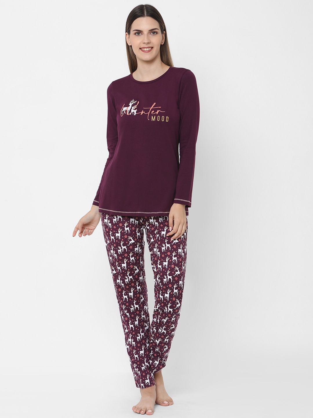 

Sweet Dreams Women Maroon Night Suit