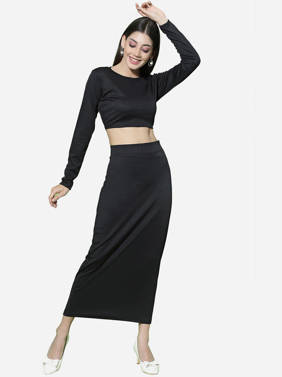 

Selvia Women Black Polyester Western Co-Ords Set