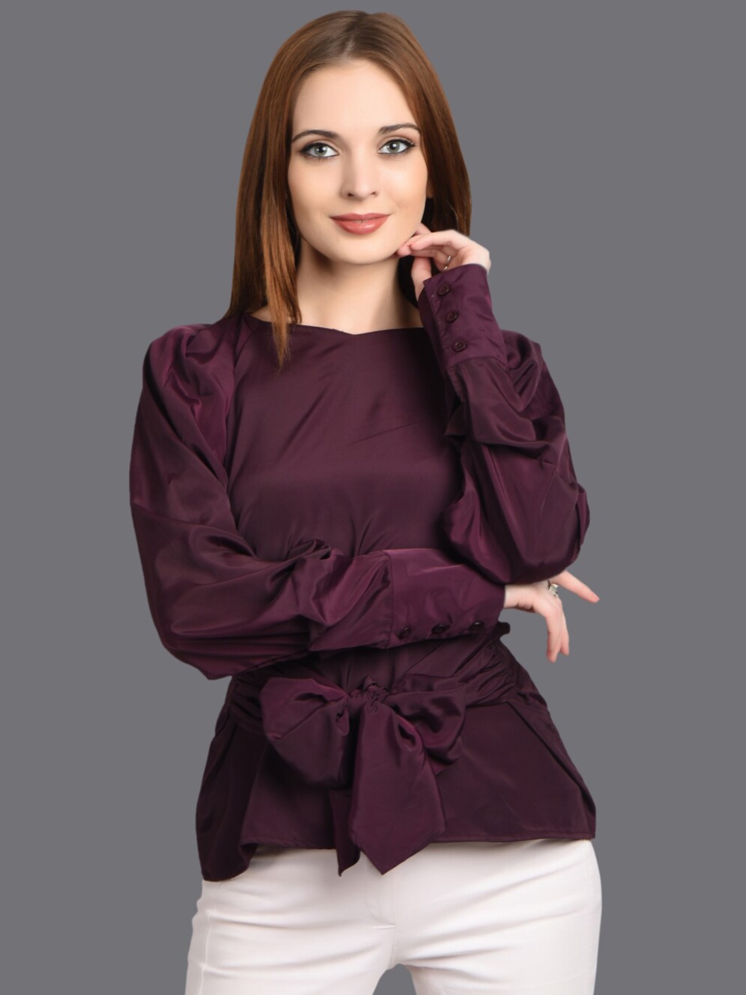 

CHARMGAL Purple & dark purple Crepe Top