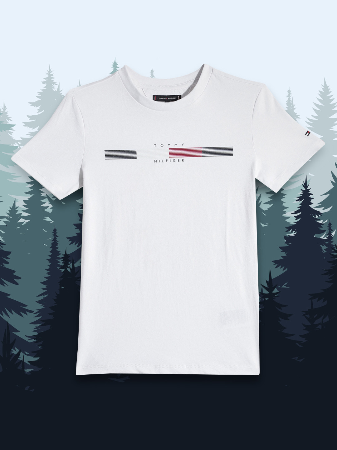 

Tommy Hilfiger Boys White Striped Pure Cotton T-shirt