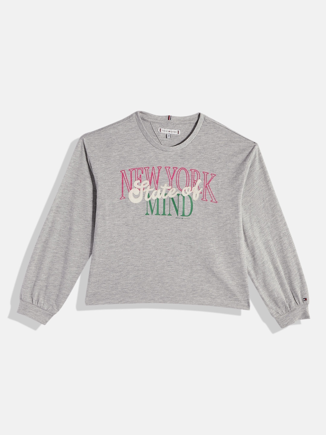 

Tommy Hilfiger Girls Grey Typography Printed T-shirt
