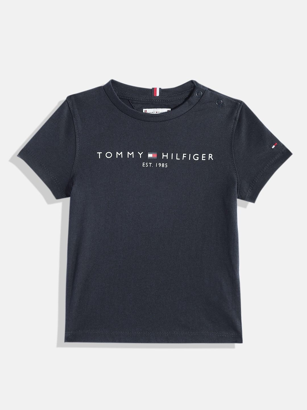 

Tommy Hilfiger Boys Brand Logo Printed Pure Cotton T-shirt, Navy blue