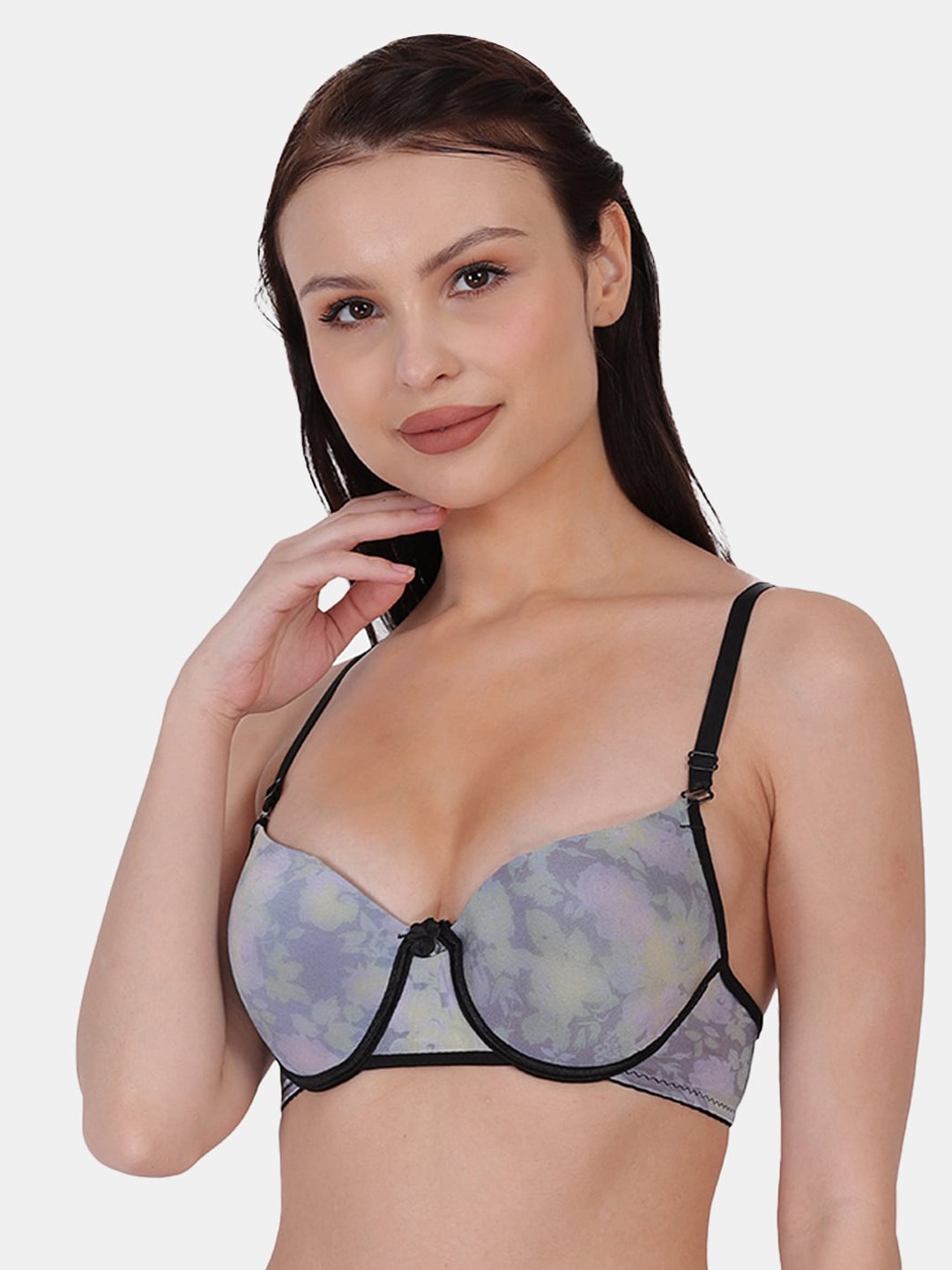 

Amour Secret Women Black & Grey Printed Padded Push Up Bra