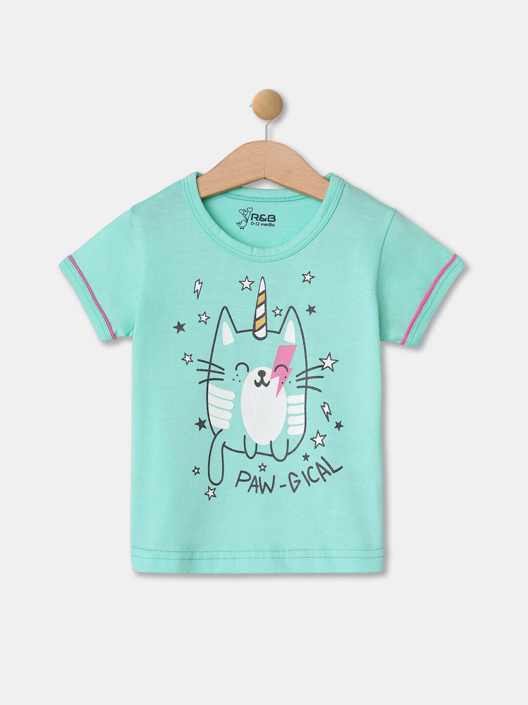 

R&B Girls Green Printed T-shirt