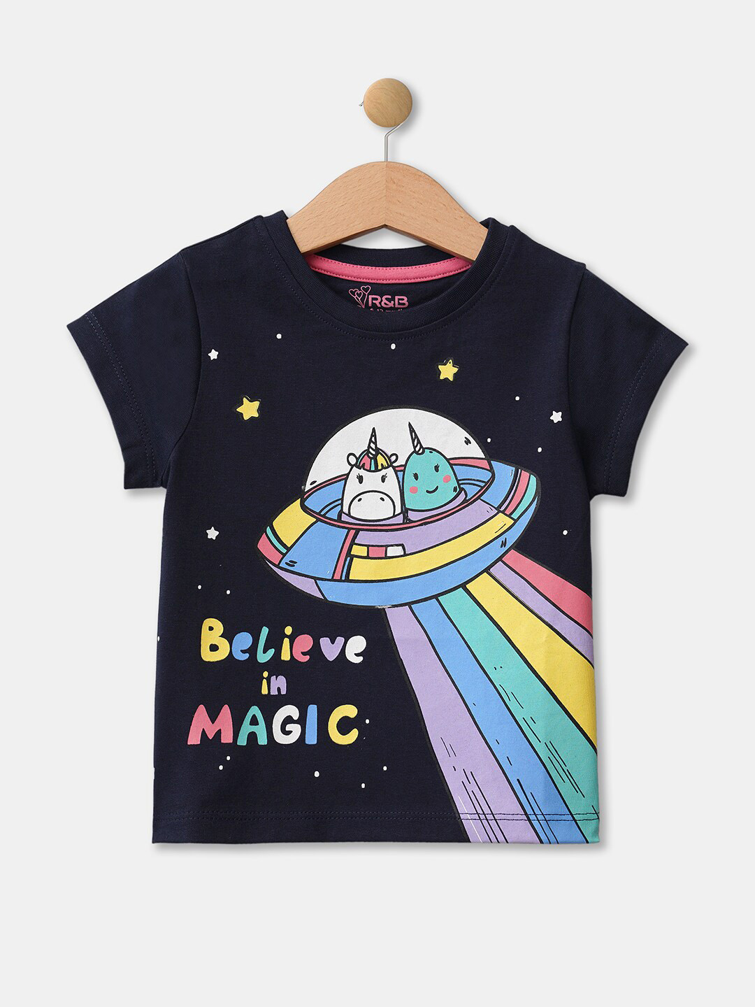 

R&B Girls Navy Blue Printed T-shirt