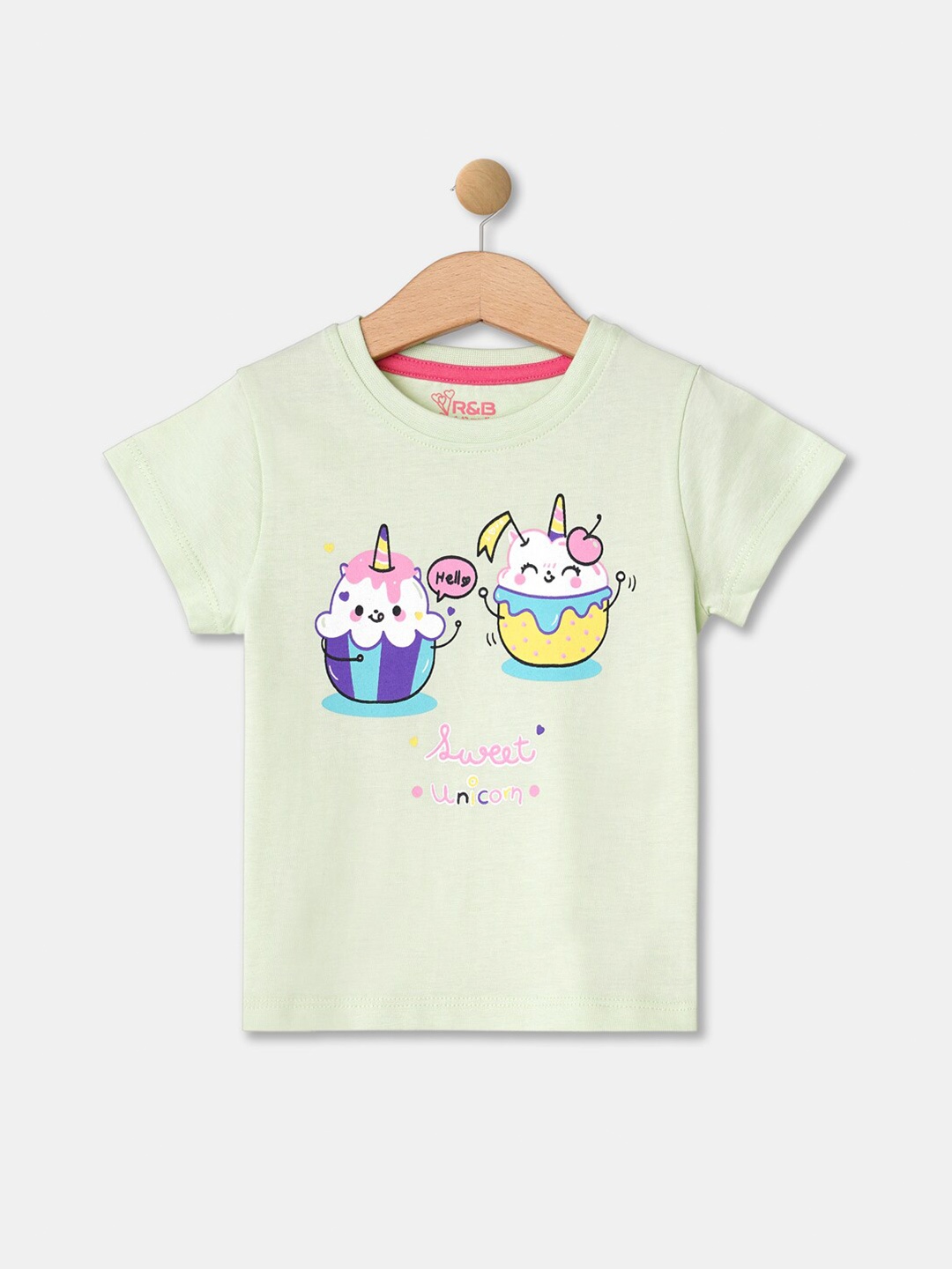 

R&B Girls Green & sylvan green Printed T-shirt