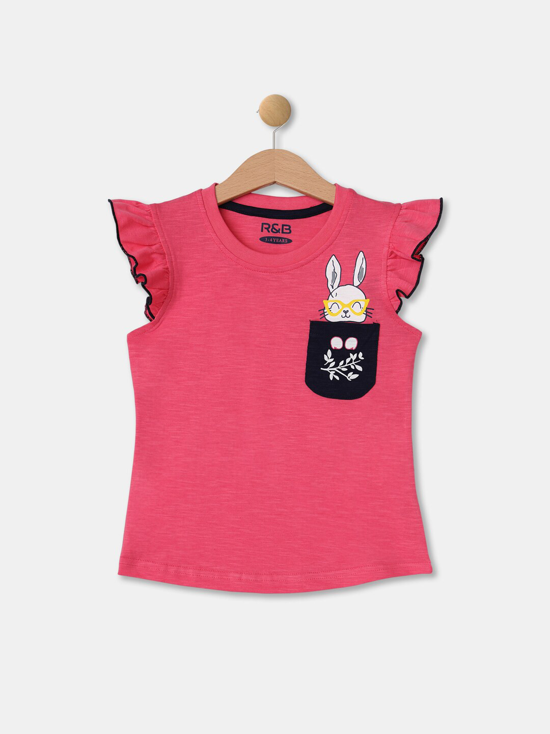 

R&B Girls Pink & rose bonbon Typography Printed Applique T-shirt