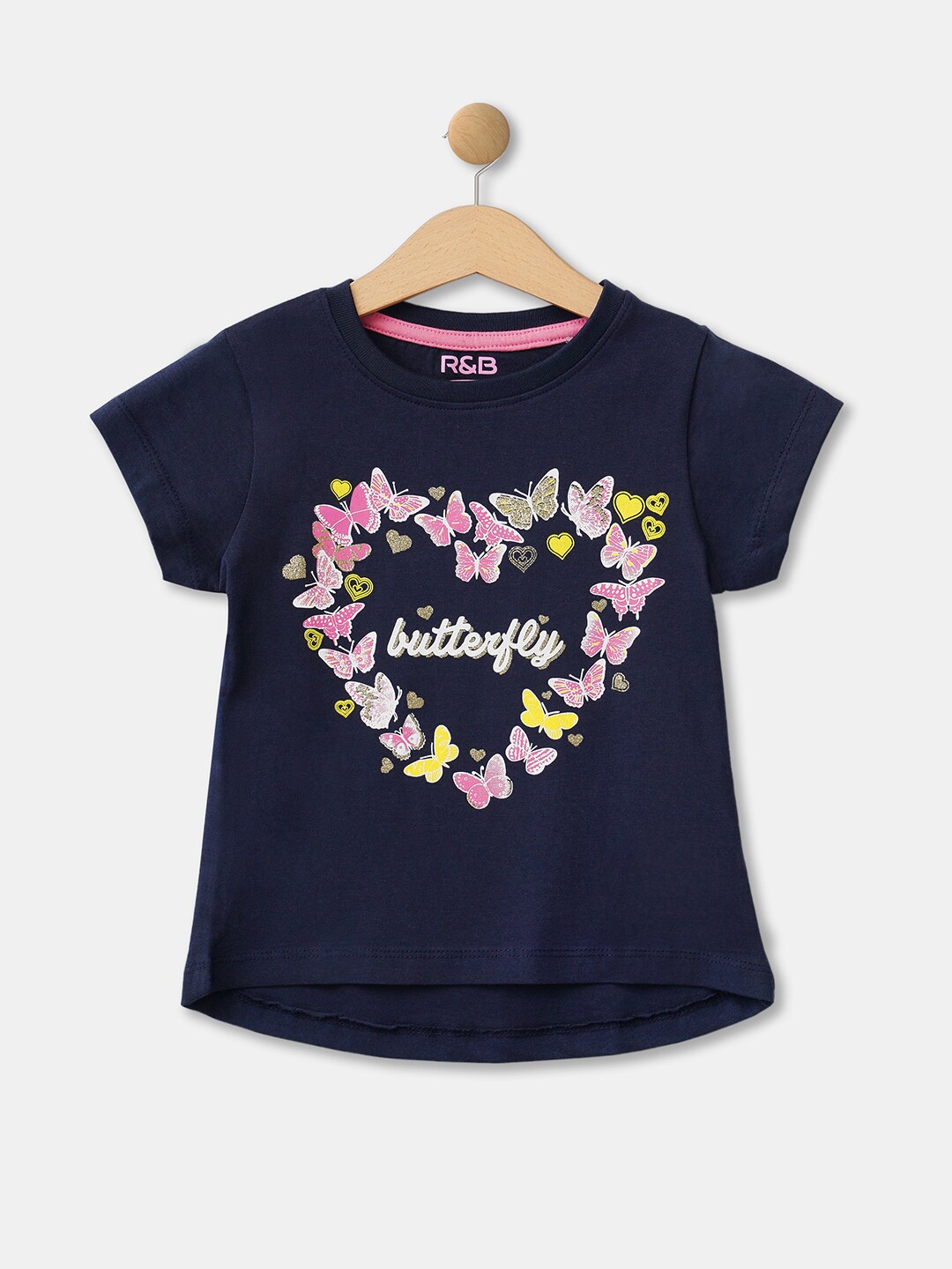 

R&B Girls Black Floral Printed T-shirt