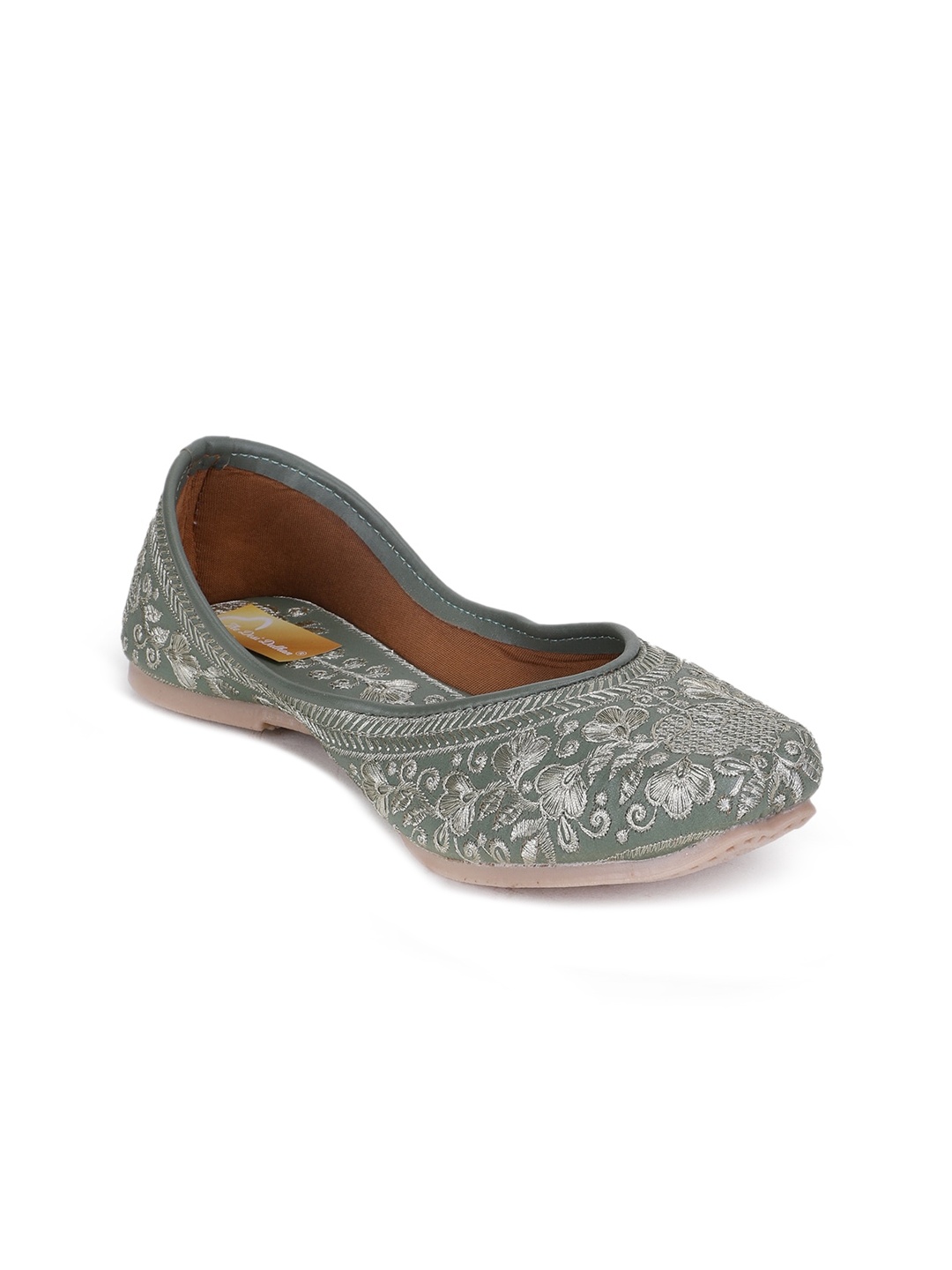 

The Desi Dulhan Women Green Printed Leather Ethnic Flats