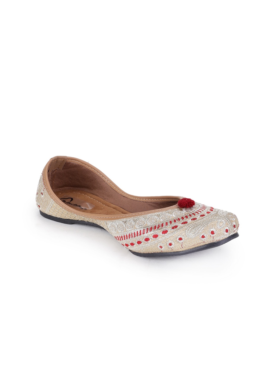 

The Desi Dulhan Women Gold-Toned Textured Leather Ethnic Flats