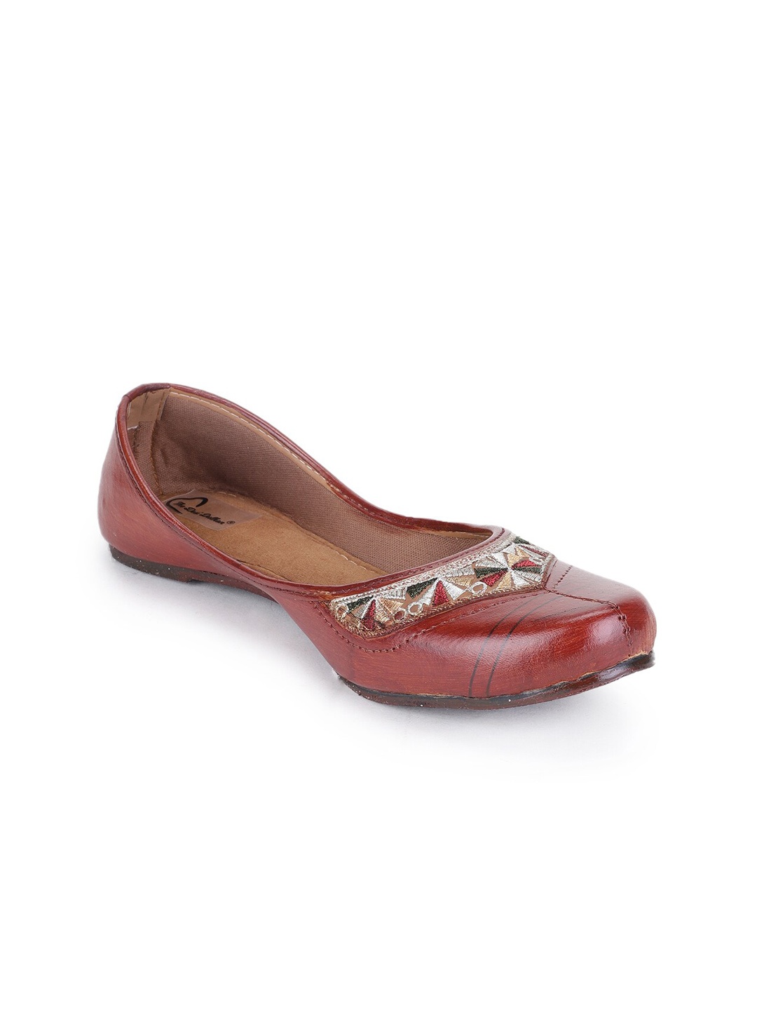 

The Desi Dulhan Women Brown Printed Leather Ethnic Flats