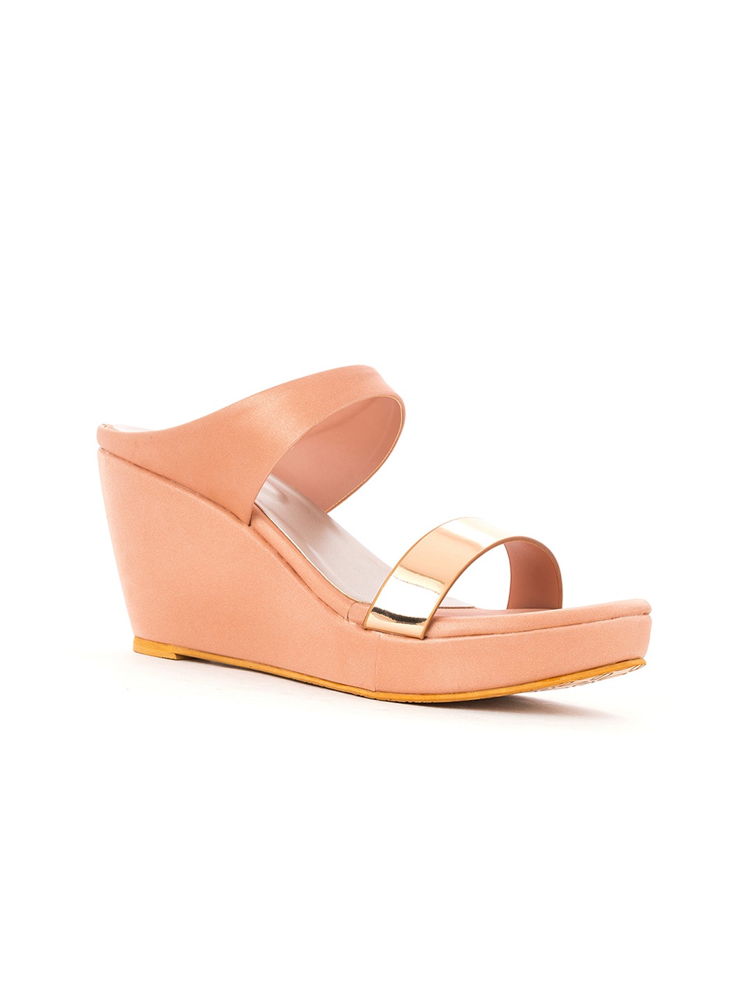 

Khadims Women Rose Gold Colourblocked Party Wedge Sandals