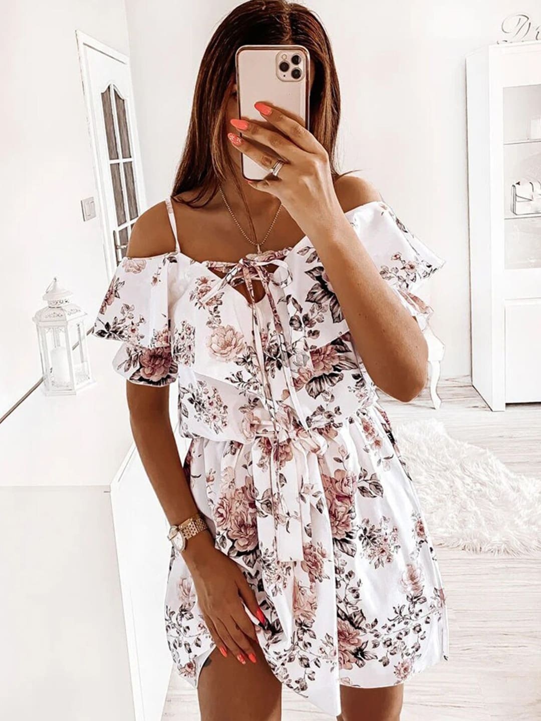 

BoStreet Pink Floral Fit and Flare Dress