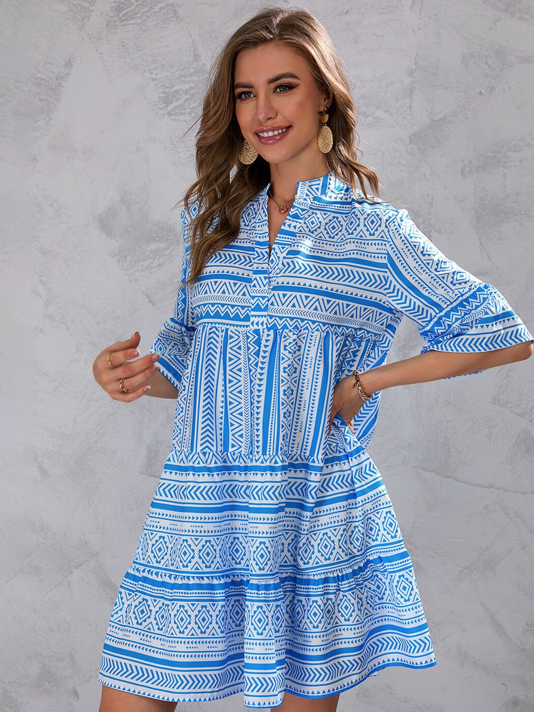 

BoStreet Blue Ethnic Motifs A-Line Dress