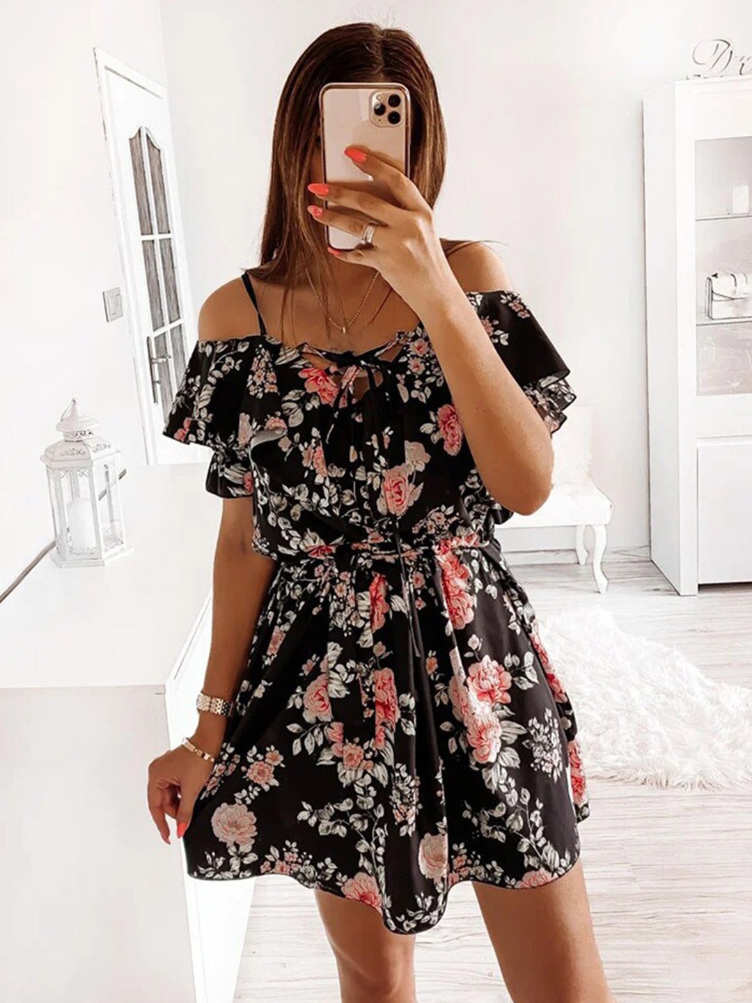 

BoStreet Black Floral Dress