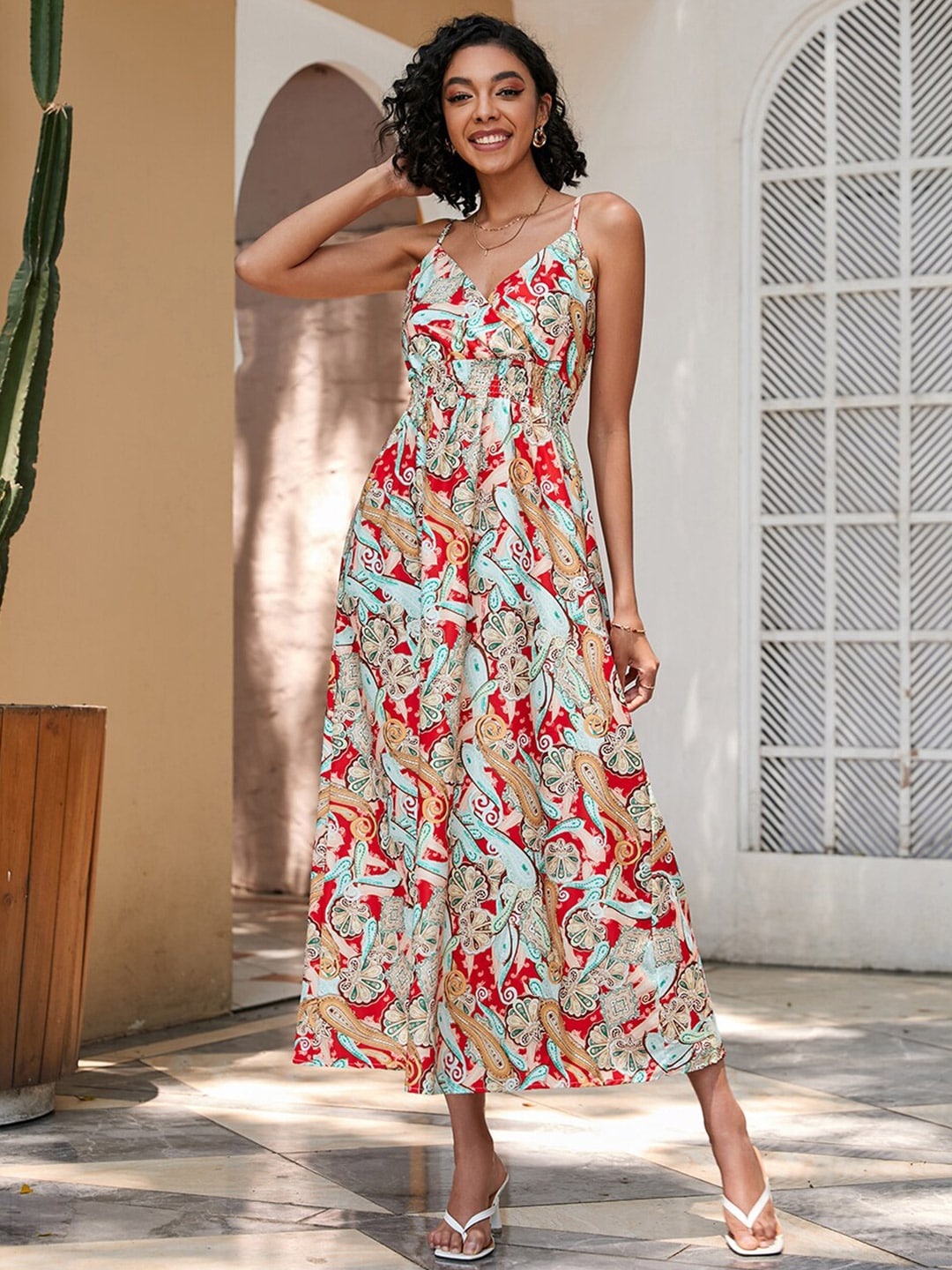 

BoStreet White Floral Maxi Dress