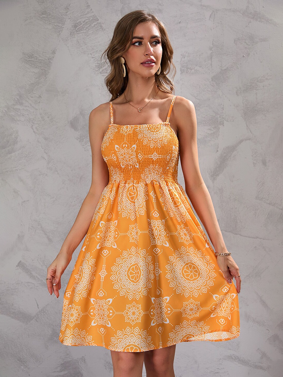 

BoStreet Yellow Ethnic Motifs Dress
