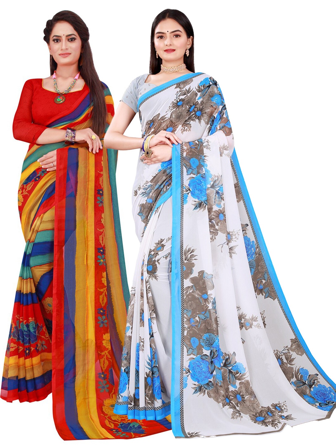 

Florence White & Red Pure Georgette Saree