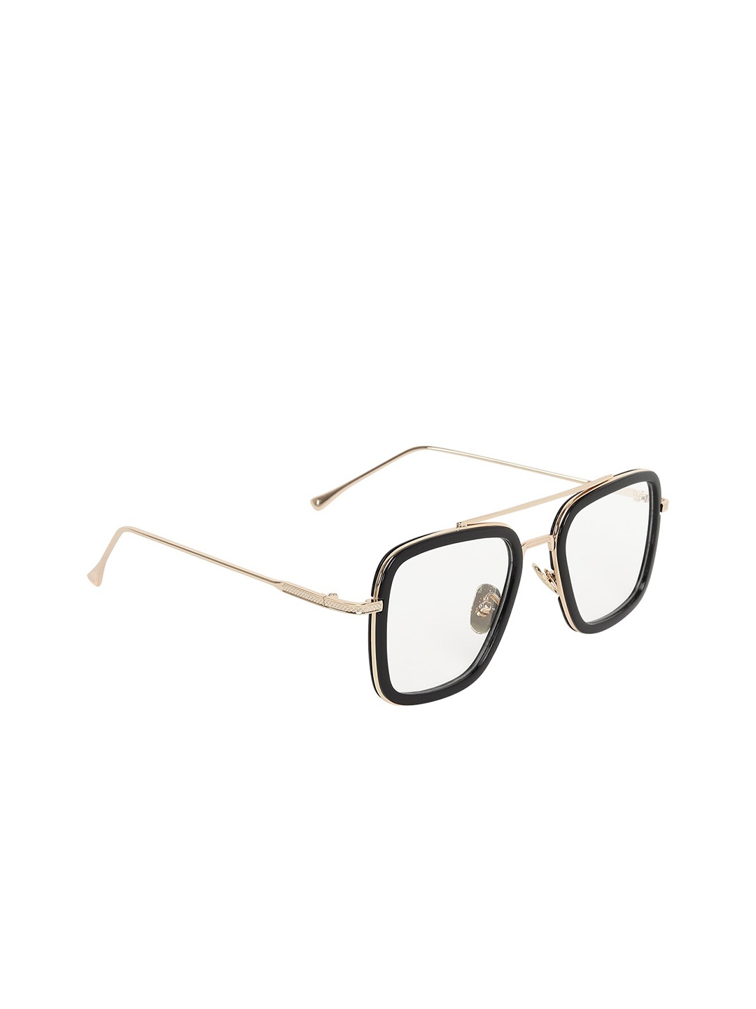 

CRIBA Unisex Clear Lens & Gold-Toned Square Sunglasses with UV Protected Lens