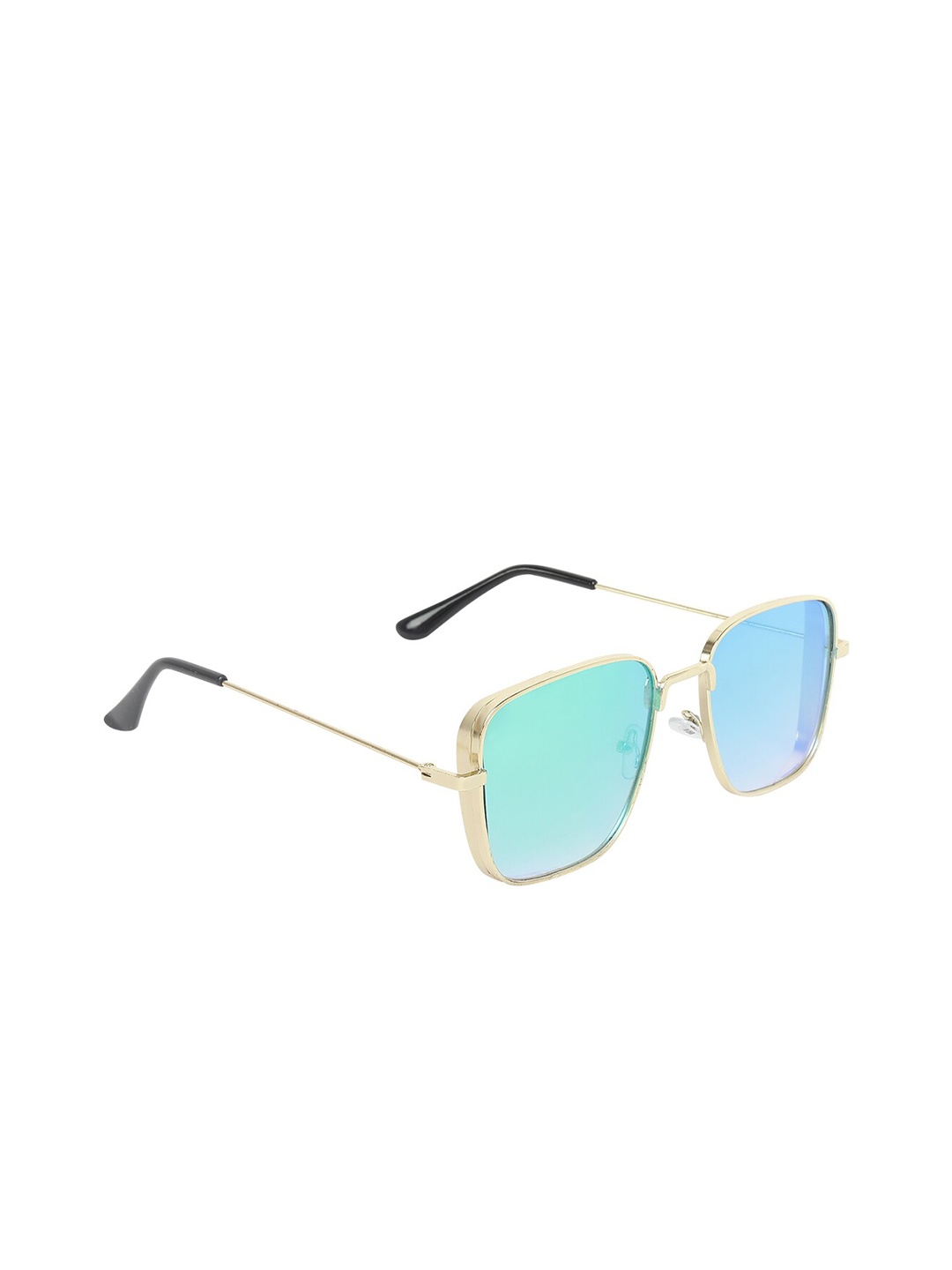 

CRIBA Unisex Blue Lens & Gold-Toned Rectangle Sunglasses with UV Protected Lens