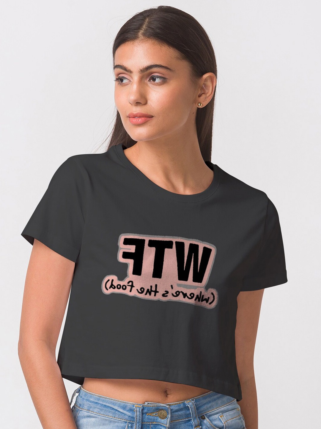 

FashionRack Women Black Typography Printed Bio Finish Applique T-shirt