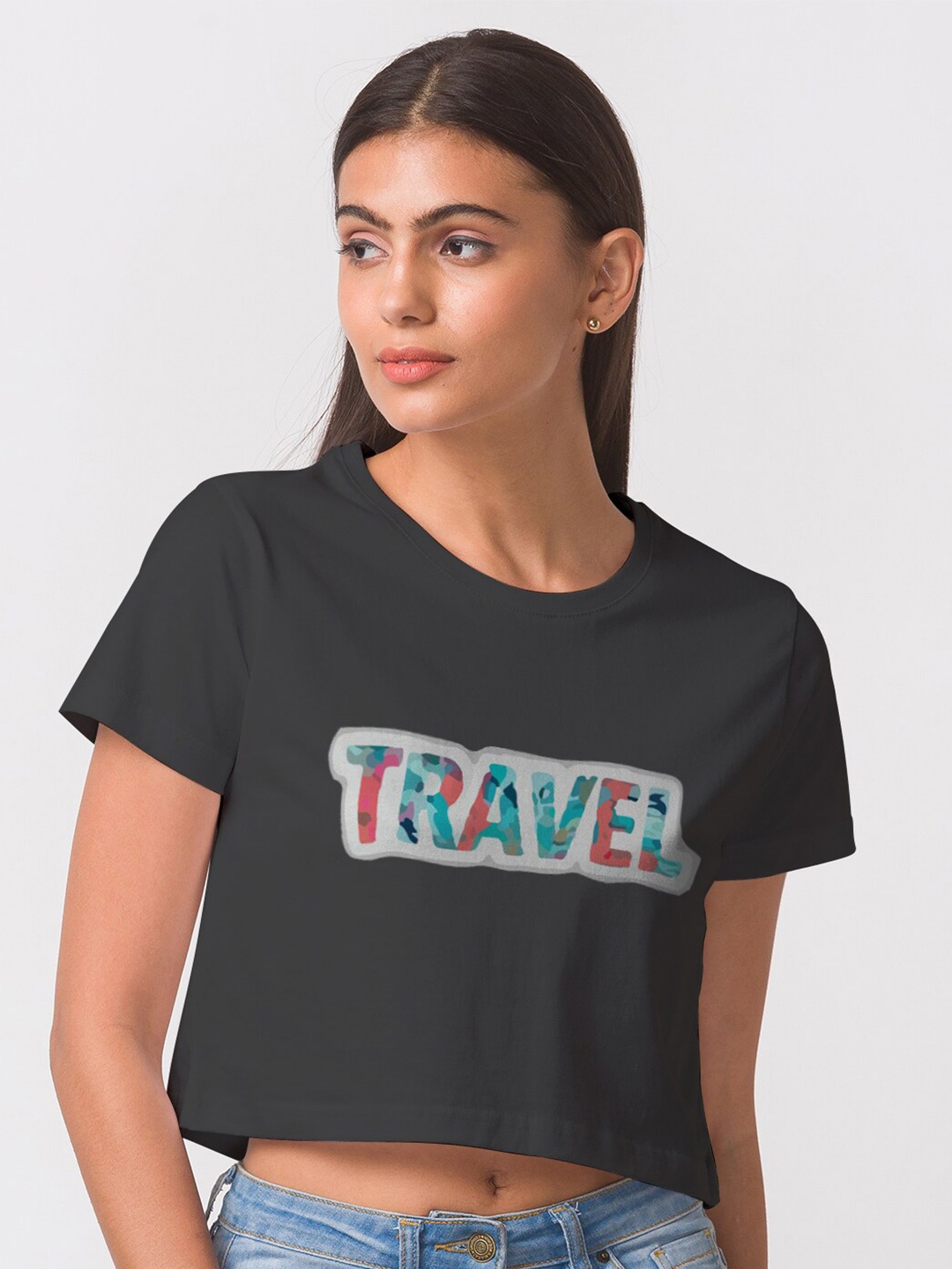 

FashionRack Women Black Typography Printed Bio Finish T-shirt