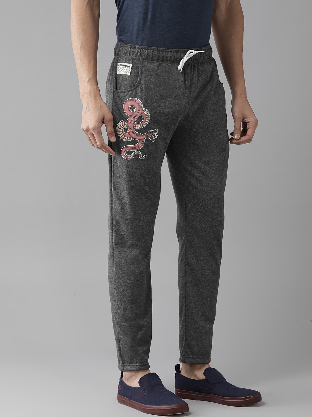 

Hubberholme Men Charcoal Grey Slim Fit Printed Track Pants