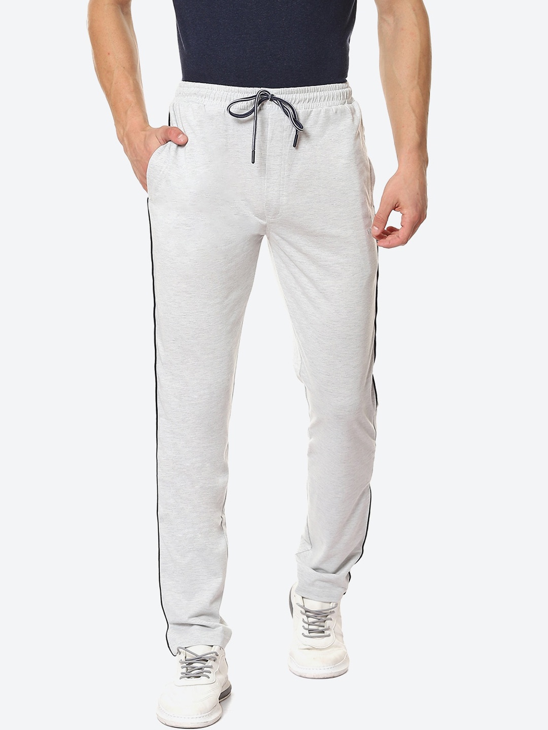 

VINENZIA Men Grey Melange Solid Track Pants