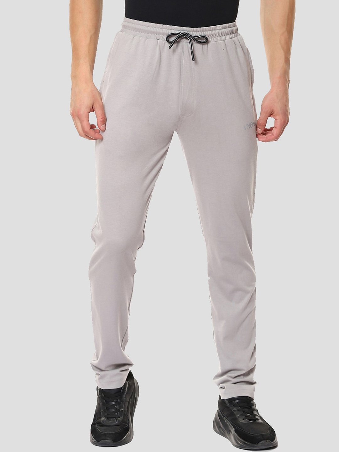 

VINENZIA Men Smock Grey Solid Cotton Track Pants