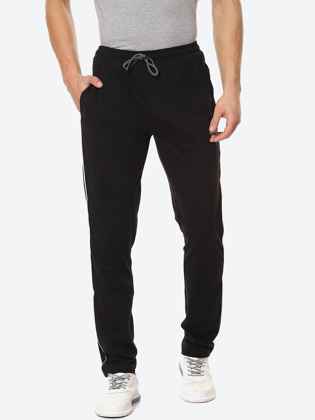 

VINENZIA Men Black Solid Cotton Track Pant