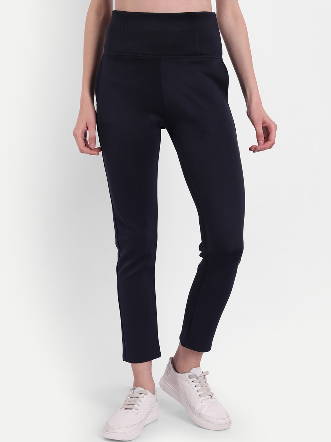 

Next One Women Navy Blue Solid Skinny Fit Treggings