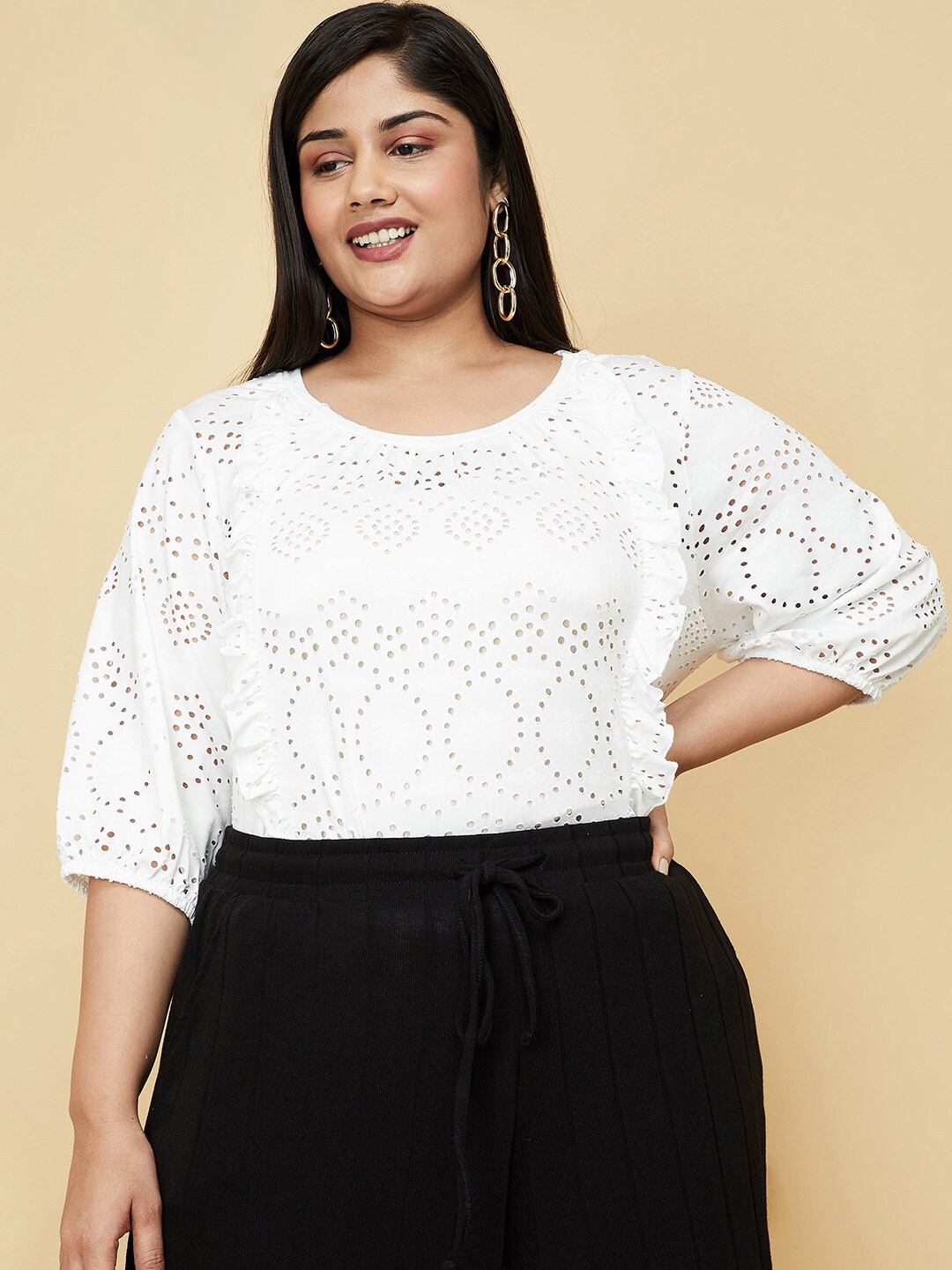 

max Women Plus Size White Top