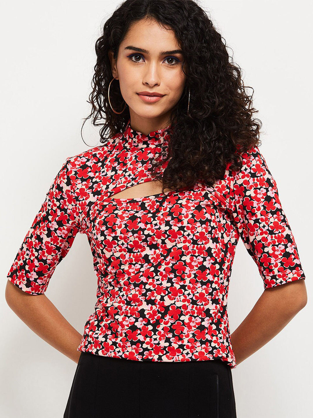 

max Red & Pink Floral Print Top