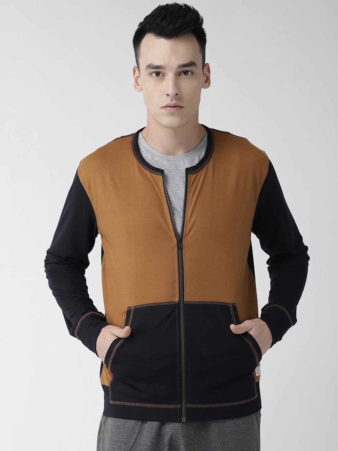 

Hubberholme Men Mustard Colourblocked Sweatshirt