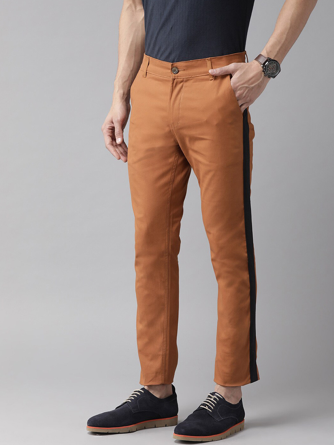 

Hubberholme Men Rust Comfort Slim Fit Chinos Trousers