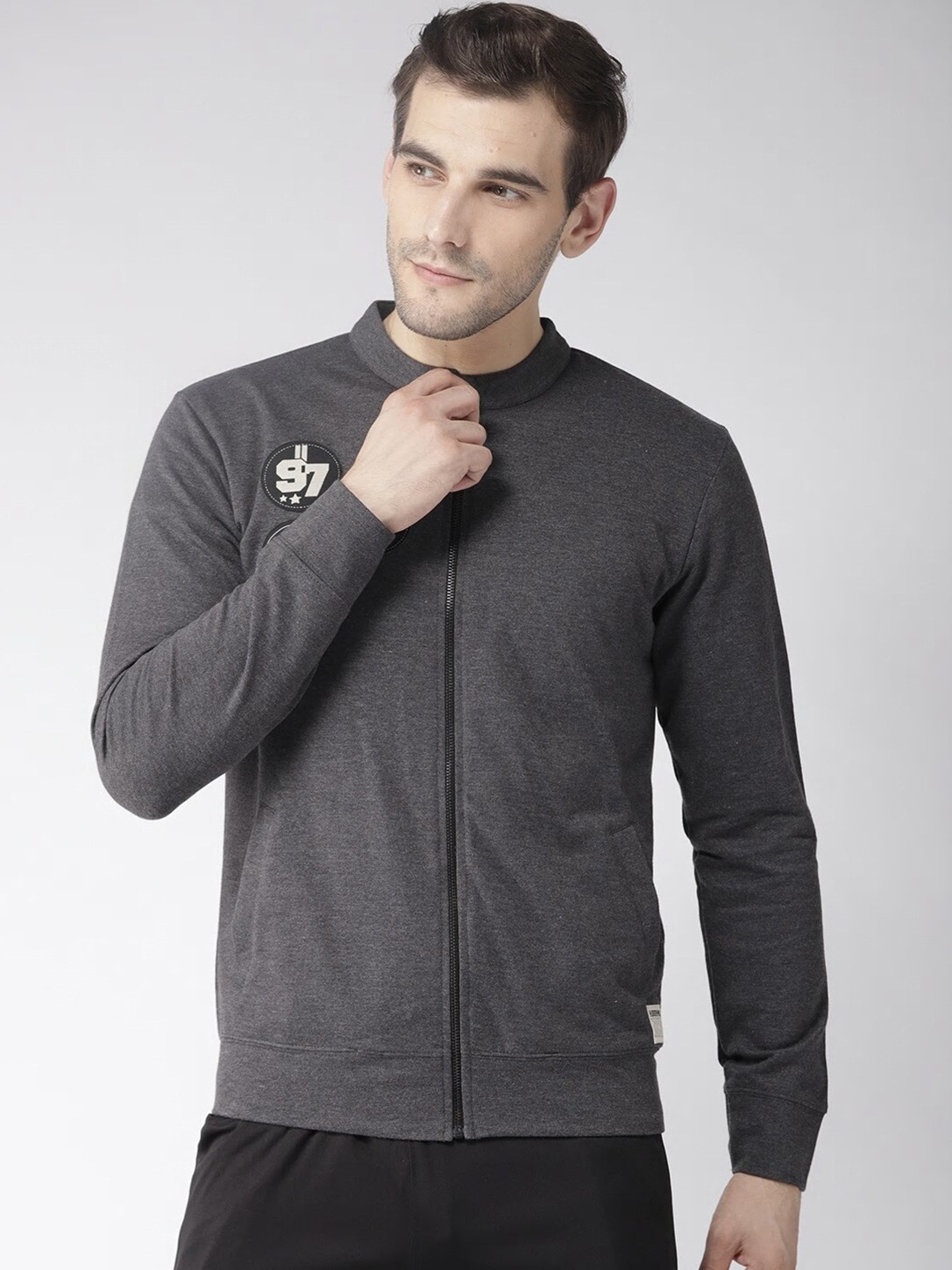 

Hubberholme Men Charcoal Zipper Front Sweatshirt