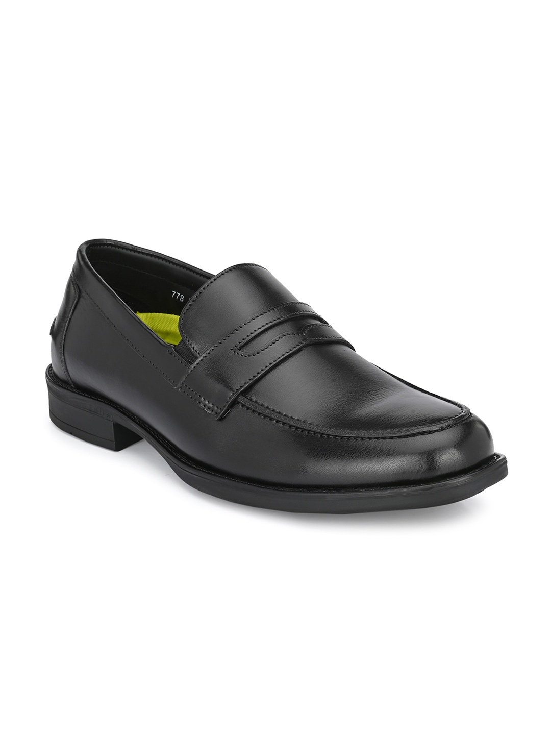 

Hitz Men Black Solid Leather Formal Slip-Ons