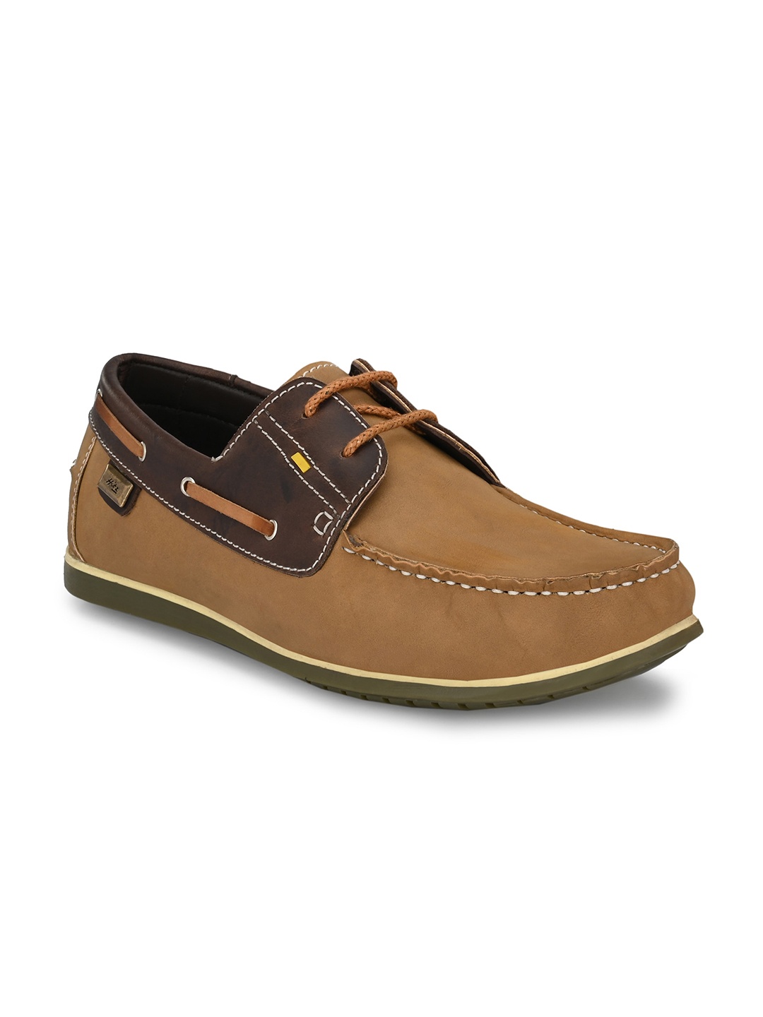 

Hitz Men Brown Colourblocked Leather Boat Shoes