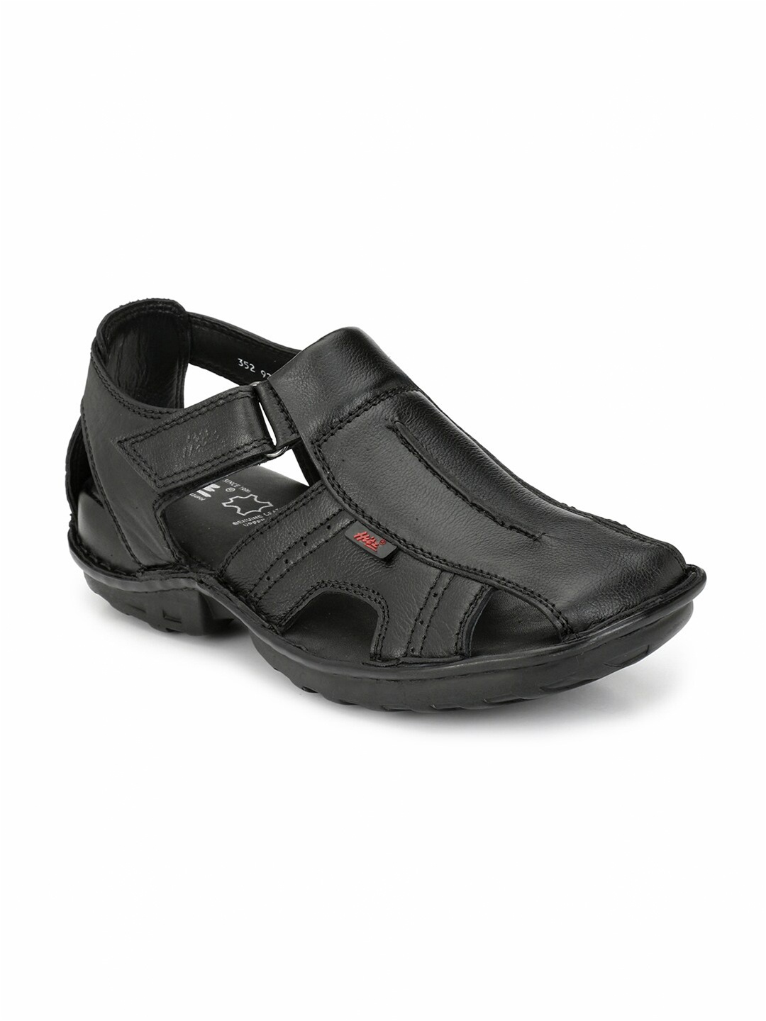 

Hitz Men Black Leather Comfort Sandals
