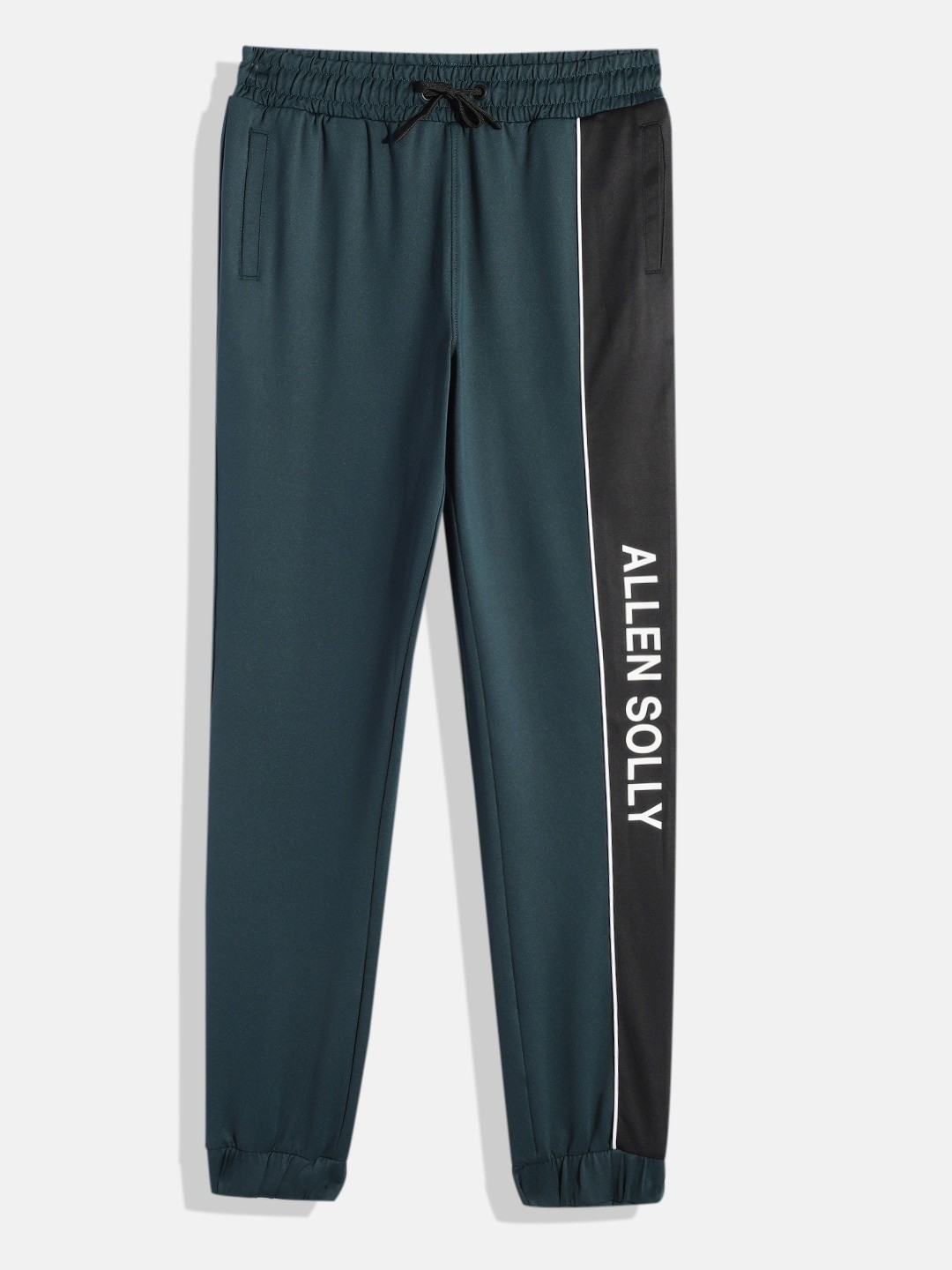 

Allen Solly Junior Boys Solid Mid-Rise Sports Joggers With Side Taping & Brand Logo Print, Teal