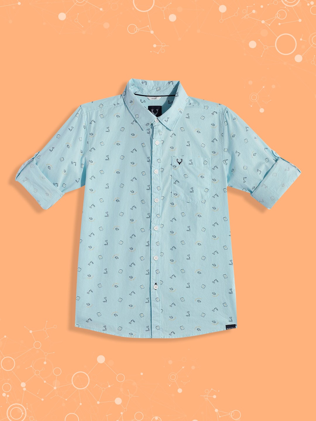 

Allen Solly Junior Boys Blue Sport Printed Pure Cotton Casual Shirt