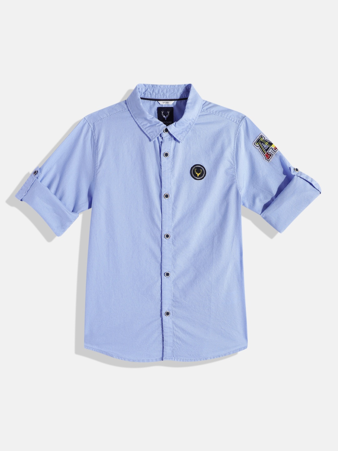 

Allen Solly Junior Boys Blue Solid Pure Cotton Casual Shirt