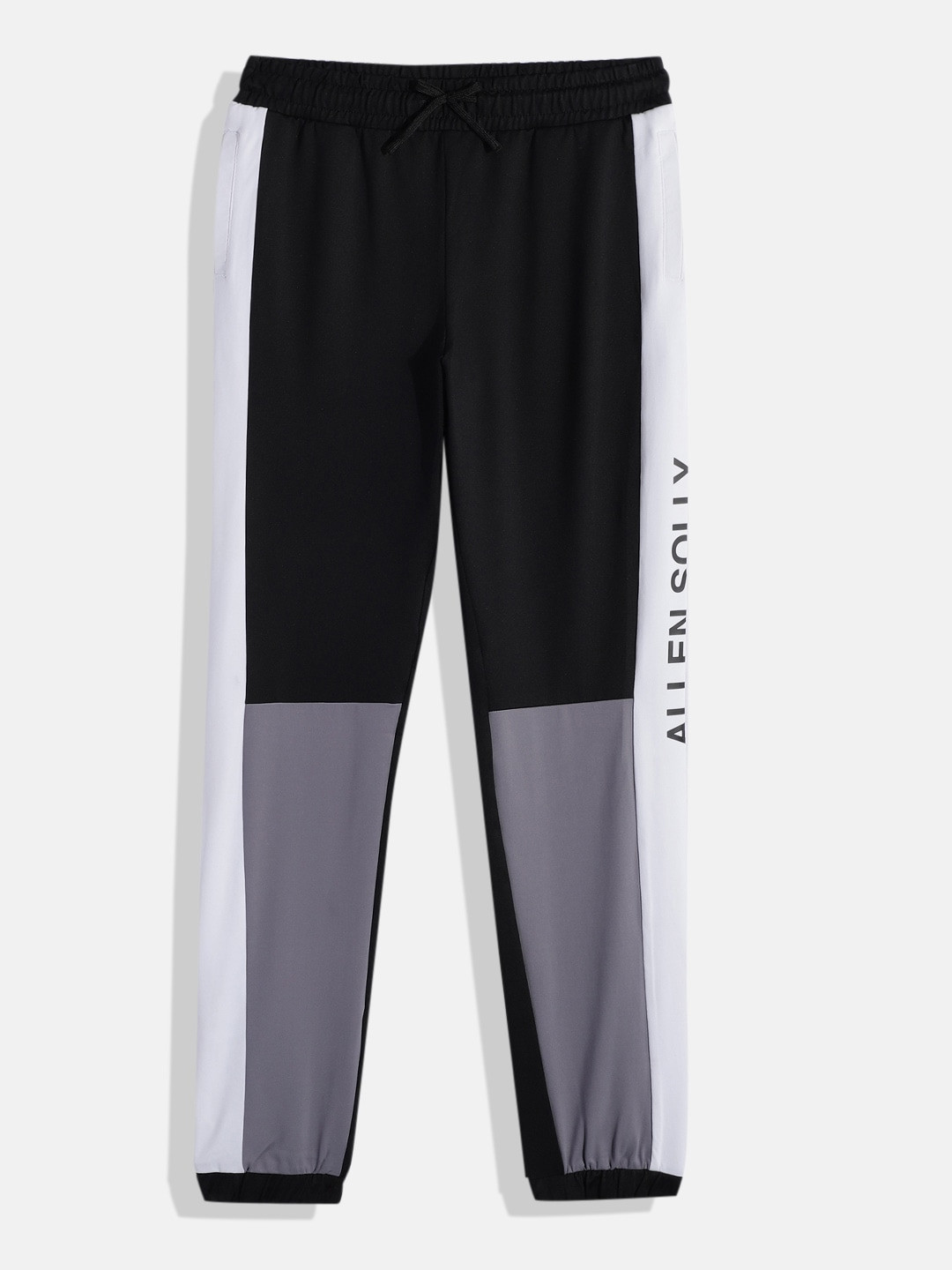 

Allen Solly Junior Boys Colourblocked Sports Joggers With Side Taping & Brand Logo Print, Black