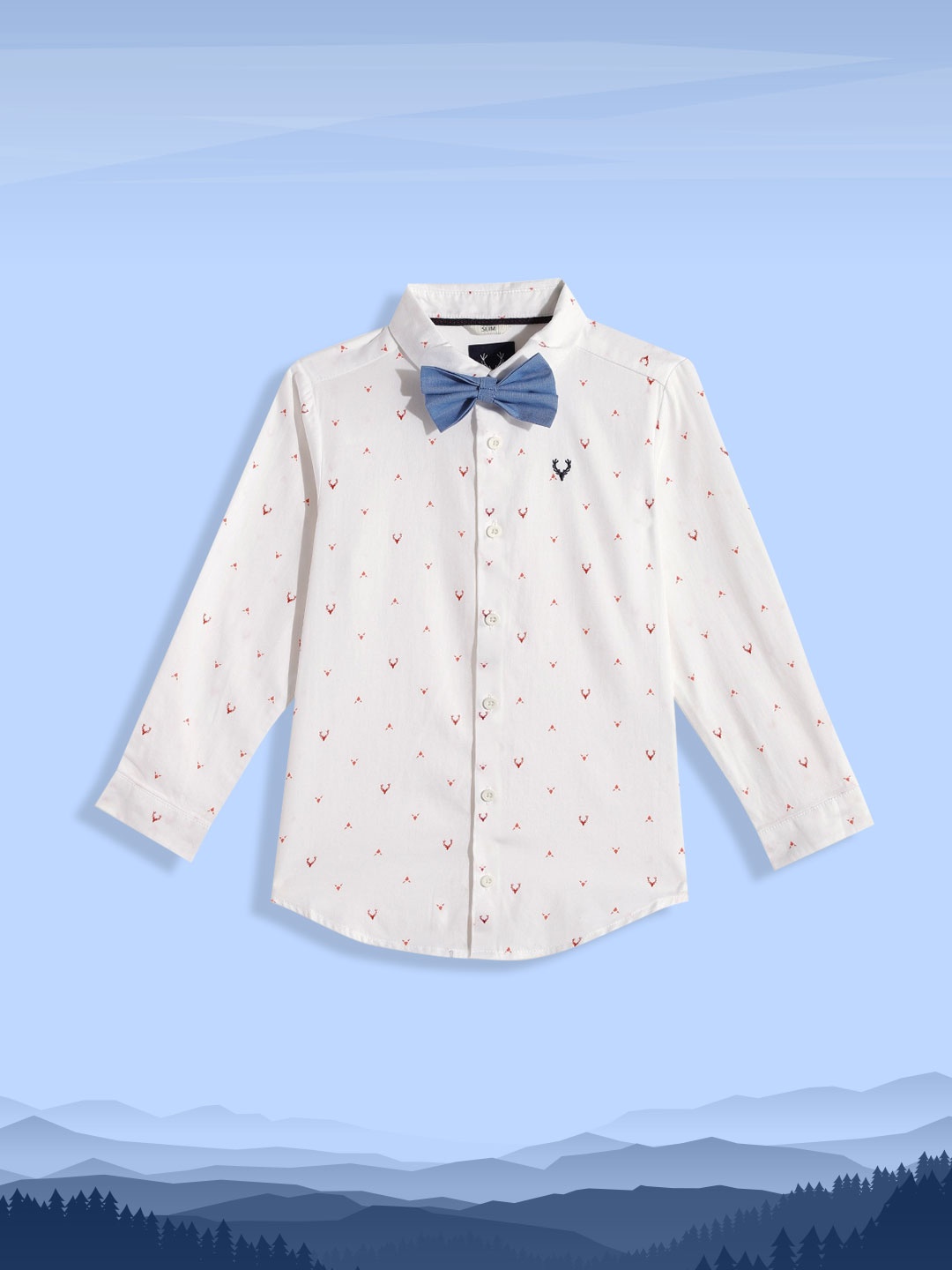 

Allen Solly Junior Boys White Slim Fit Printed Pure Cotton Casual Shirt