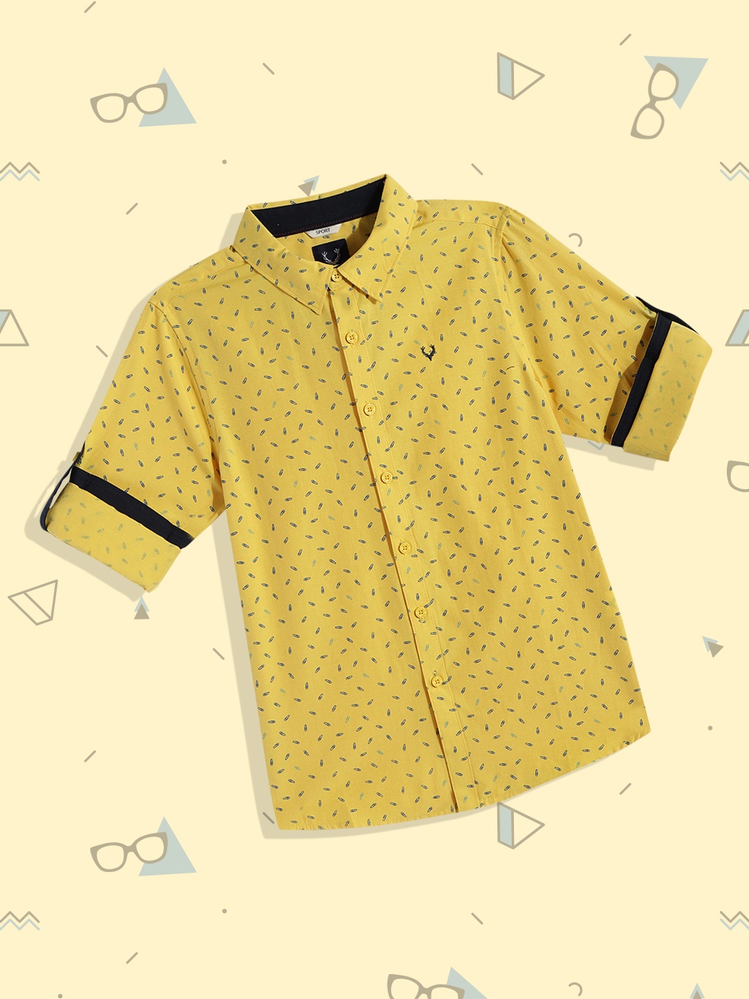 

Allen Solly Junior Boys Yellow Sport Printed Casual Shirt