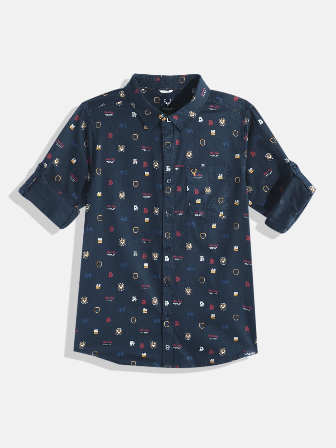 

Allen Solly Junior Boys Navy Blue Sport Printed Pure Cotton Casual Shirt
